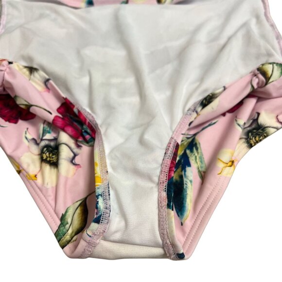 Unique Vintage Two Piece Floral Swimwear Matching Set Halter Top Hi-Rise Bottom - Picture 11 of 12